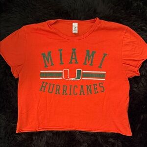 University of Miami Hurricanes Orange Graphic Crop Crop Tee